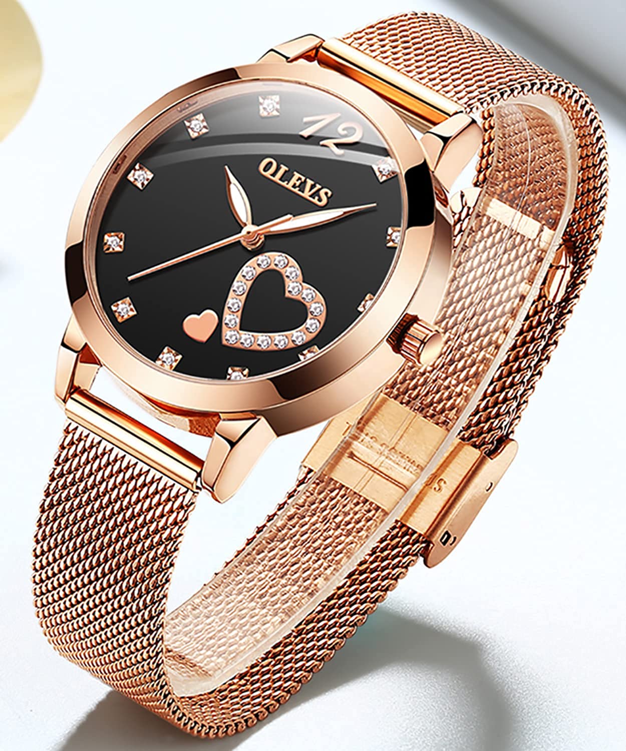 6.5mm Ultra Thin Watches for Women Waterproof,Rose Gold Stainless Steel Ladies Watch,Casual Women Watches with Date,Big Face Female Wristwatches,Japanese Quartz Lady Watches,Gifts for Women - Image 3